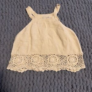 Sincerely Jules Cream Knit Top with Crochet Detail